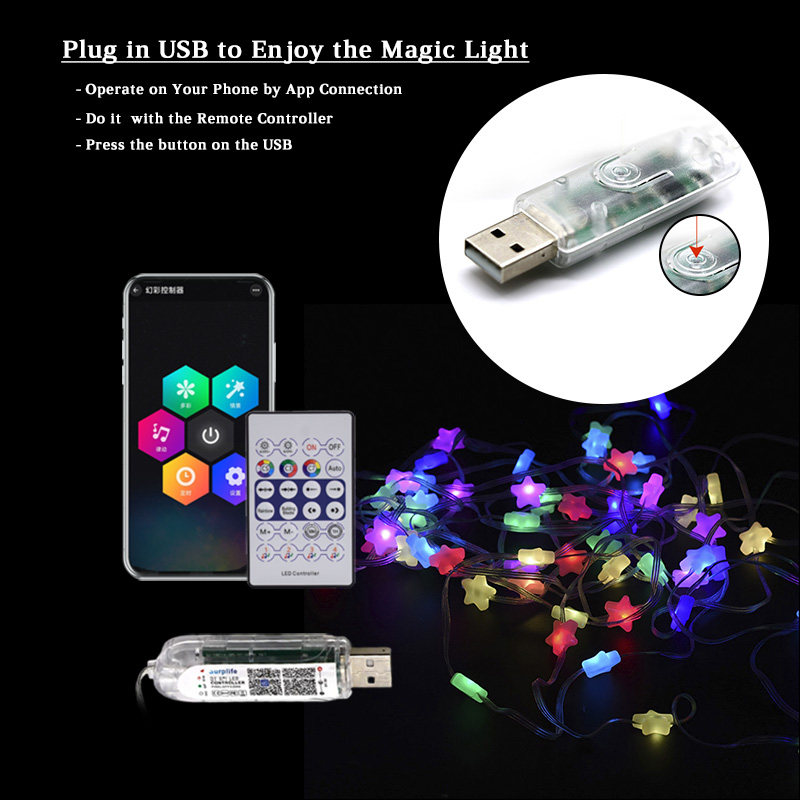 String Curtain Light - Luces de cortina LED RGB navideñas,