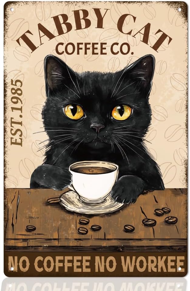 Home Decor Cat - Letrero Metálico Decorativo WEBEEDY con Diseño