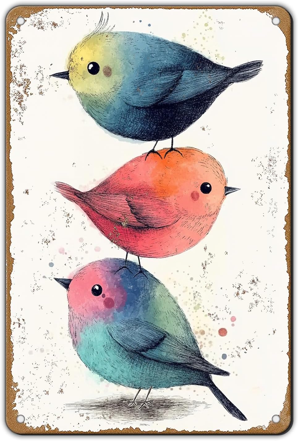 Watercolor Poster Print - Letrero de metal vintage con diseño