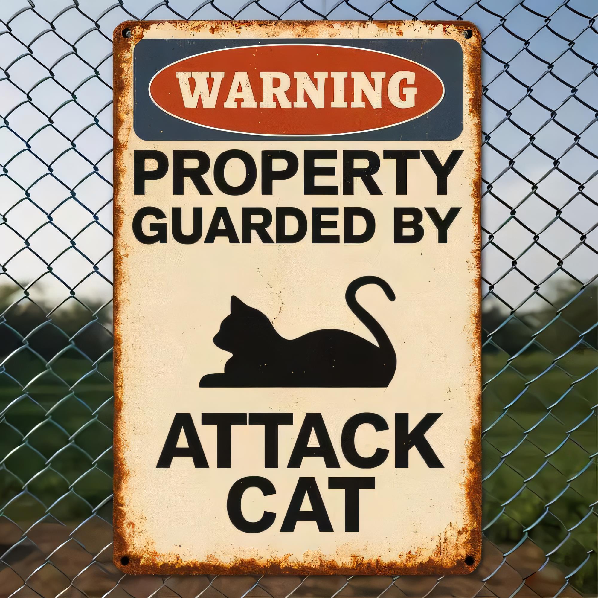Home Decor Cat - Letrero de Metal con Advertencia de