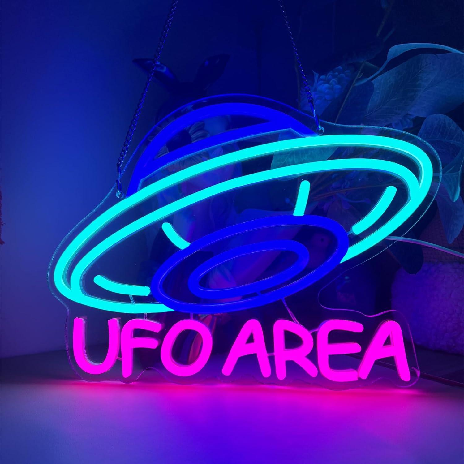 Home Decor Lamp - Letrero de Neón UFO AREA, Nave