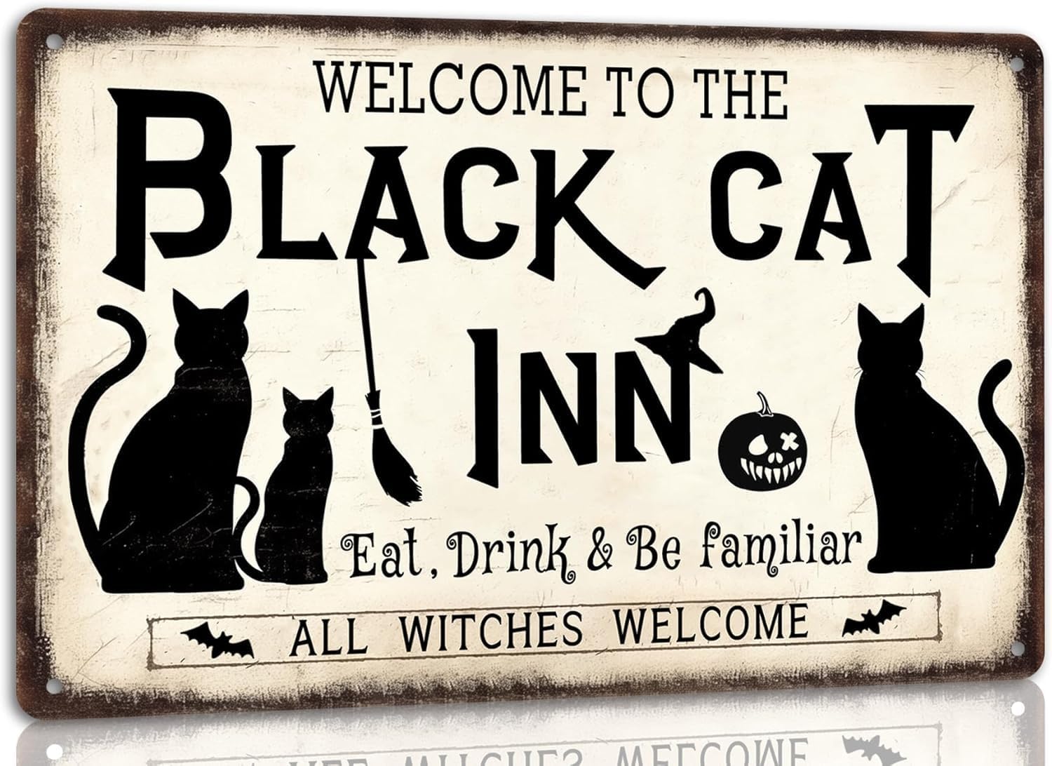 Home Decor Cat - Letrero Metálico de Halloween con Diseño