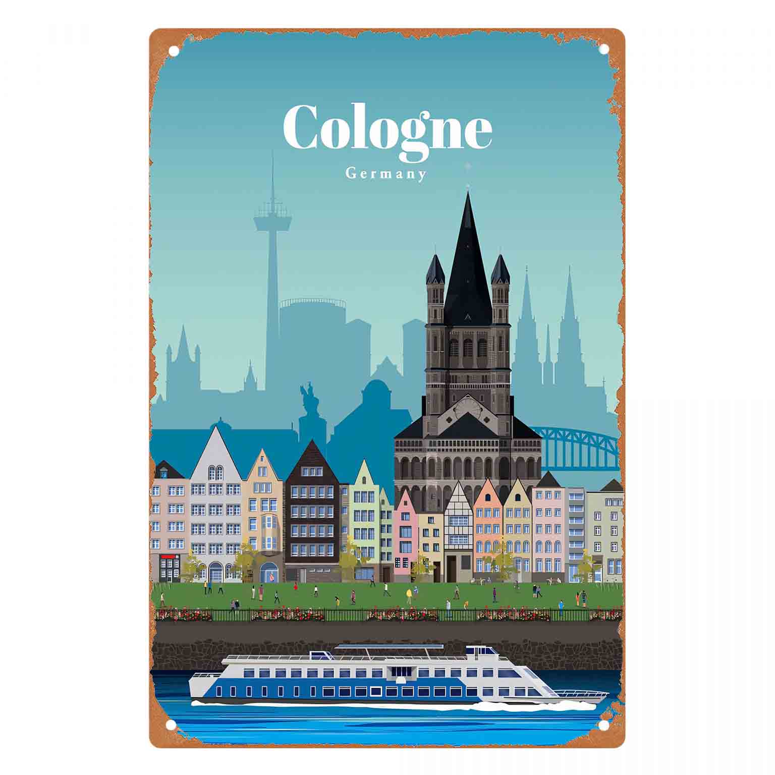 Germany Home Decor - Letrero de metal decorativo 2D plano