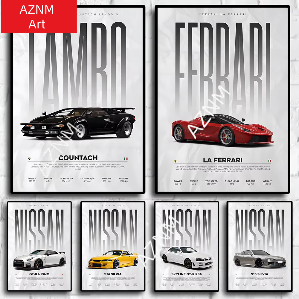 Watercolor Poster Print - Póster de Autos Famosos S14 F430
