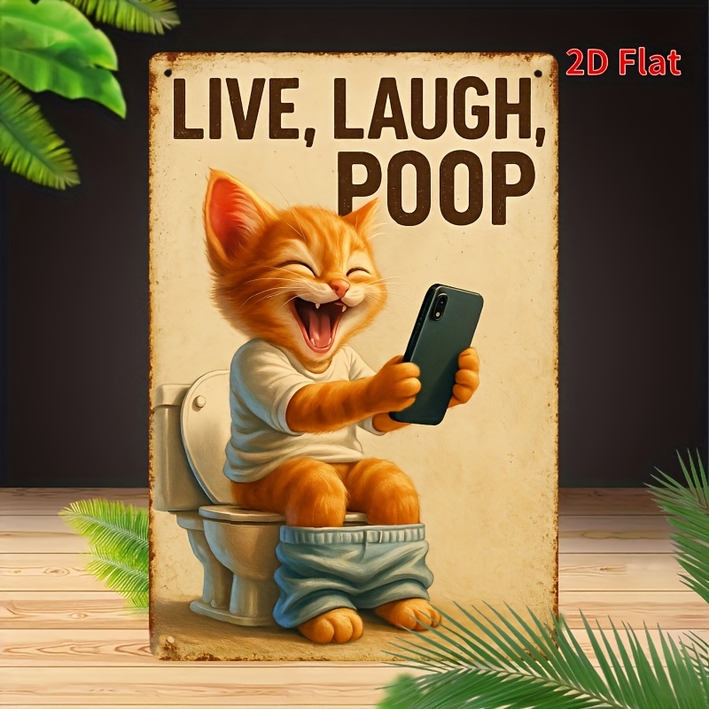 Home Decor Cat - Divertido gato en el baño, arte