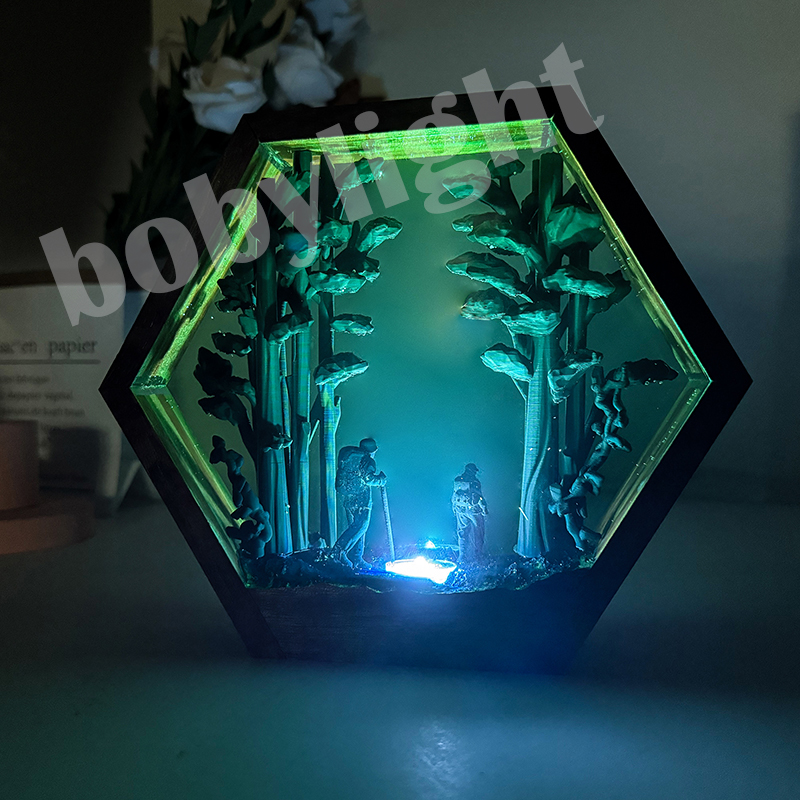 Home Decor Resin - Lámpara de Resina con Figura de