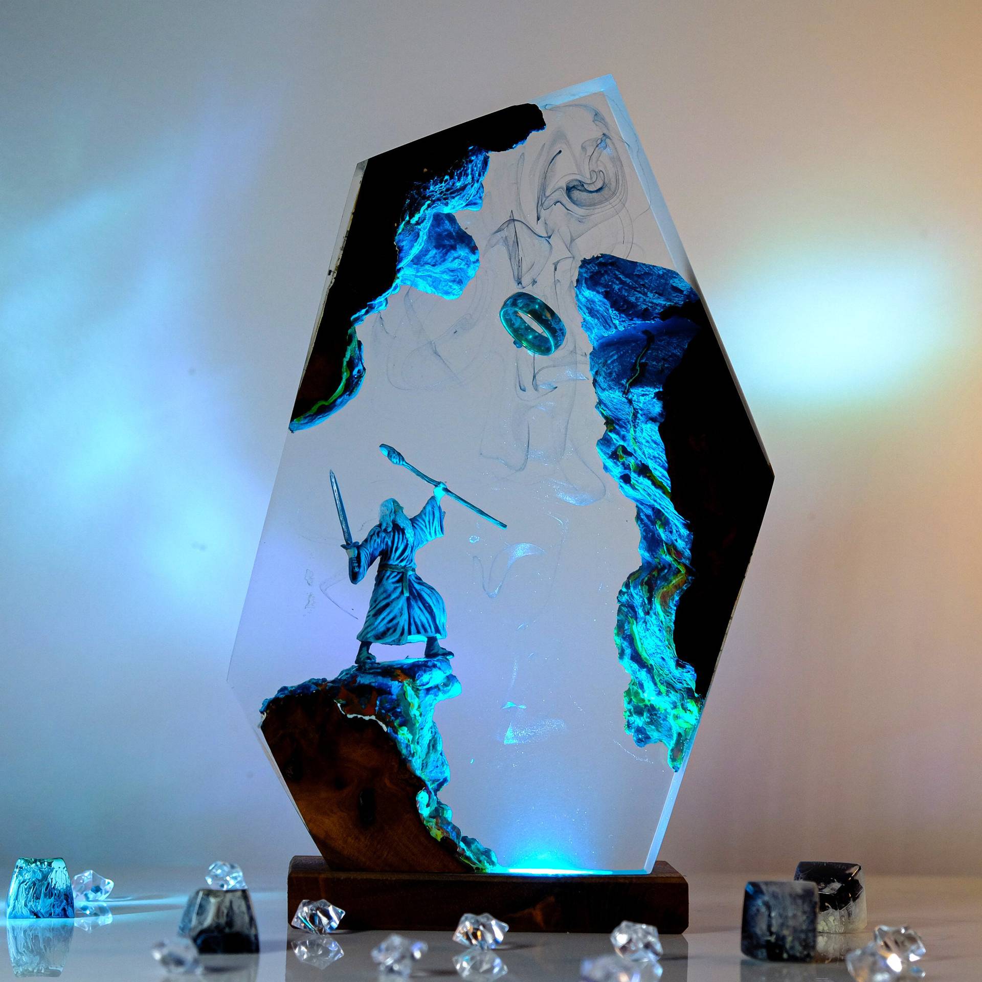 Home Decor Resin - Lámpara de Resina con Figura de