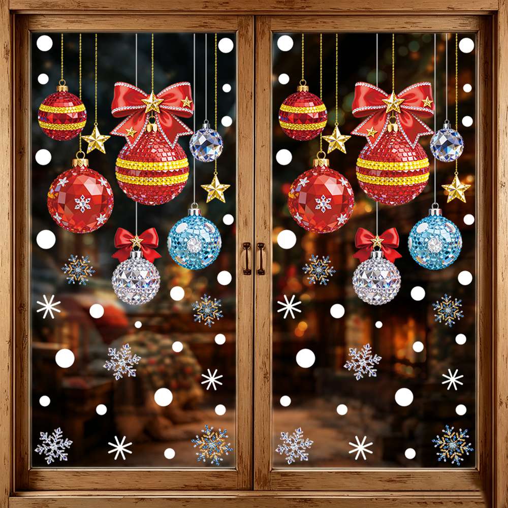 Home Decor Window Blinds - Adhesivos Navideños para Ventanas con Árbol