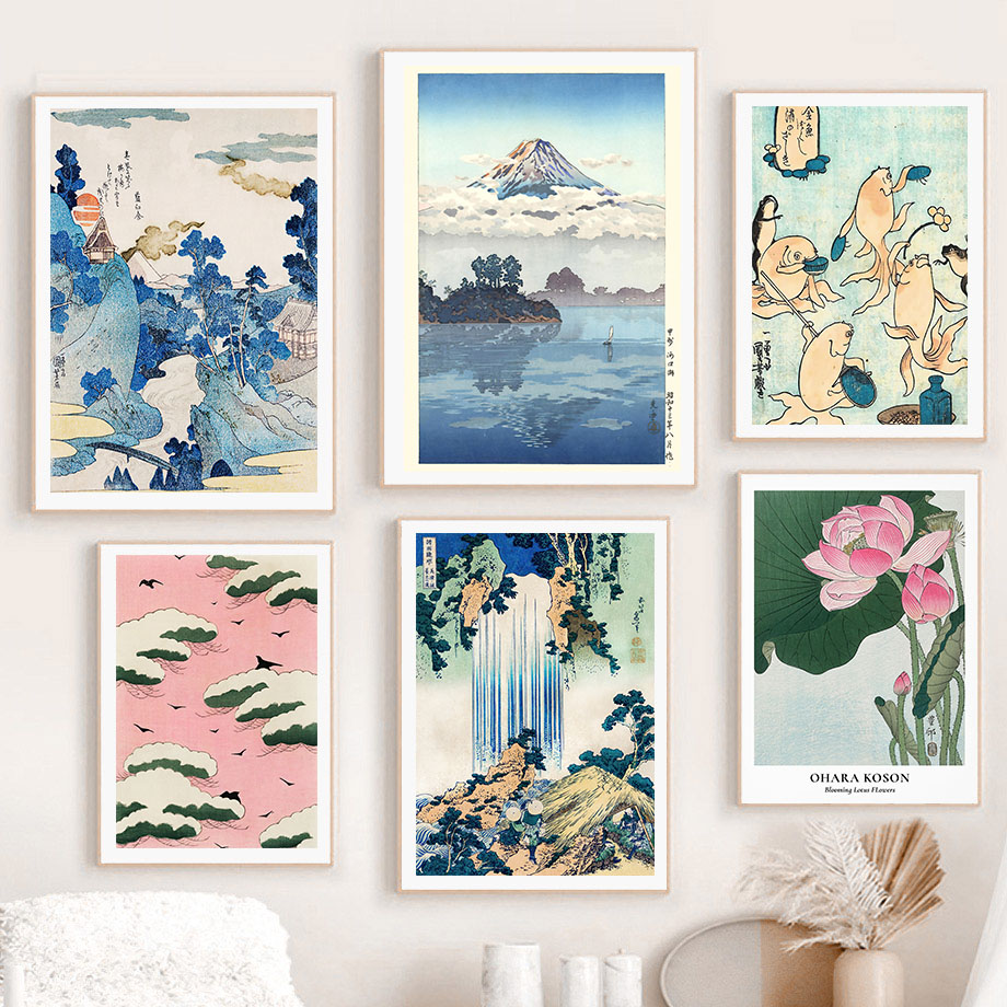 Home Decor Japandi - Póster de arte japonés Hokusai Ohara