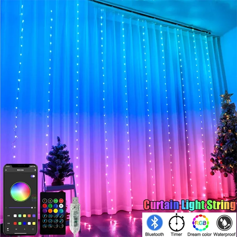 String Curtain Light - Guirnalda de luces de cortina RGBIC,
