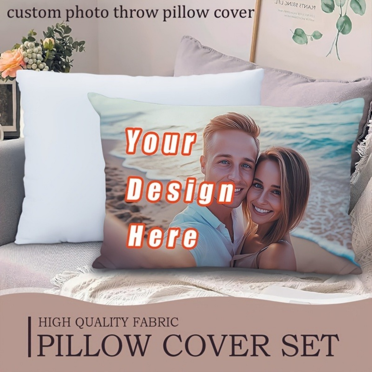 Decorative Throw Pillow - Funda de Almohada Personalizada con Foto