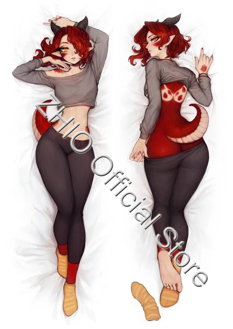 Decorative Throw Pillow - Funda de almohada Dragon Girl Dakimakura