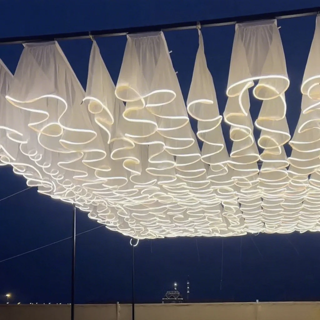 String Curtain Light - Cortina de Gasa Blanca de 5
