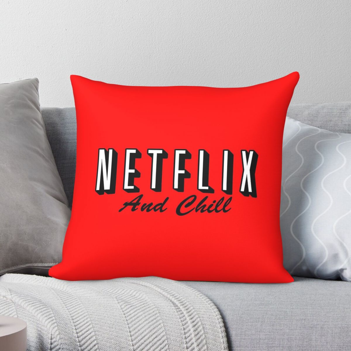 Home Decor Netflix - Funda de almohada cuadrada roja Netflix