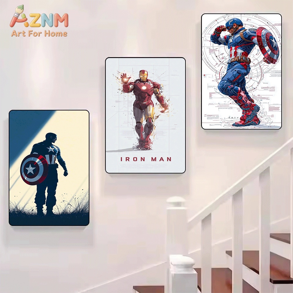 Silueta del Capitán América, P - Watercolor Poster Print reseña y precio