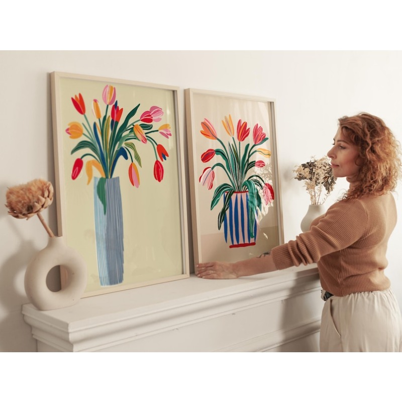 Arte de pared en lienzo con fl - Home Decor Vase reseña y precio