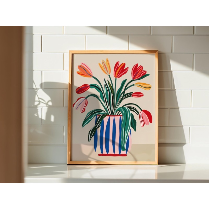 Arte de pared en lienzo con fl - Home Decor Vase reseña y precio