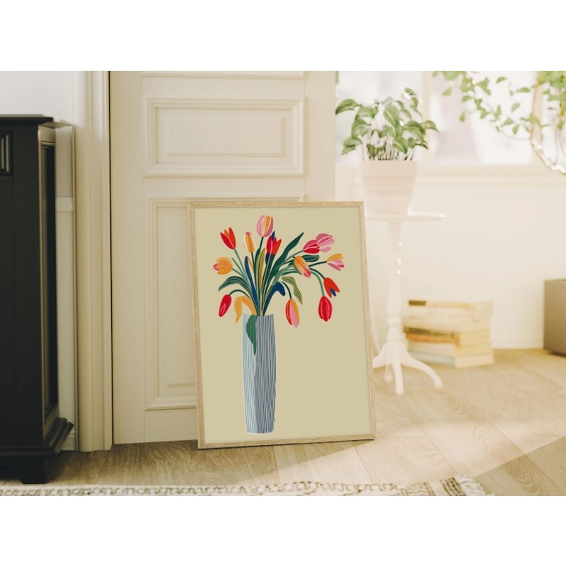 Arte de pared en lienzo con fl - Home Decor Vase reseña y precio