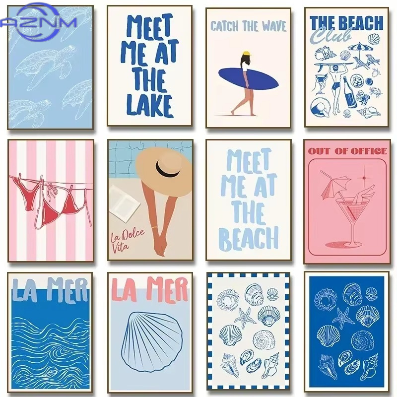 Póster de Seashells Meet Me At - Watercolor Poster Print reseña y precio