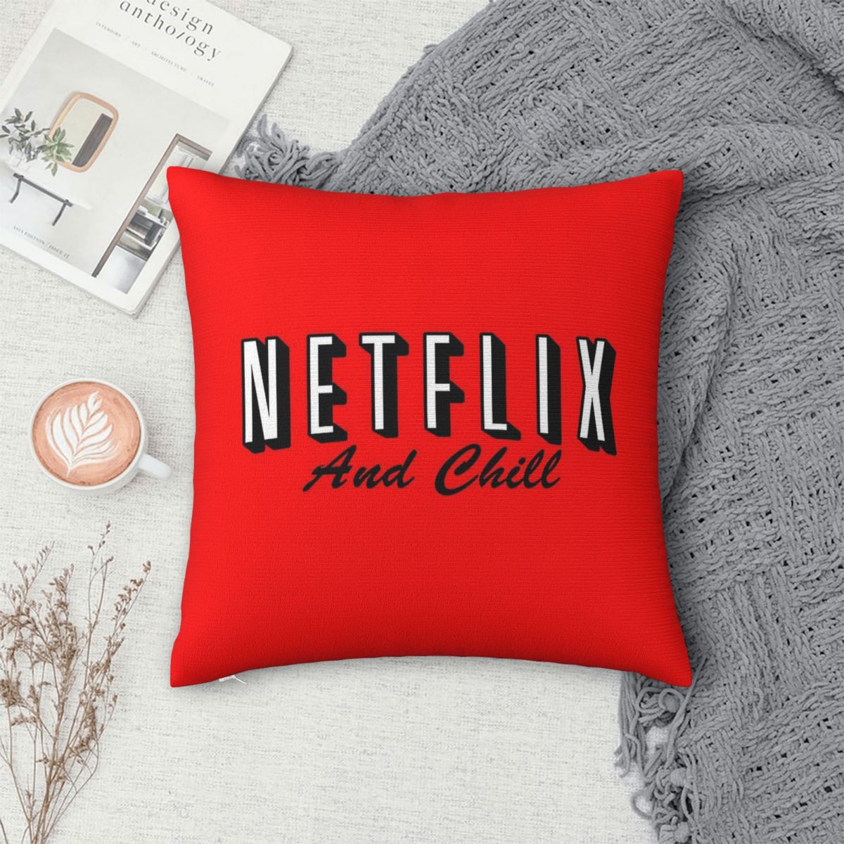 Funda de almohada cuadrada roj - Home Decor Netflix reseña y precio