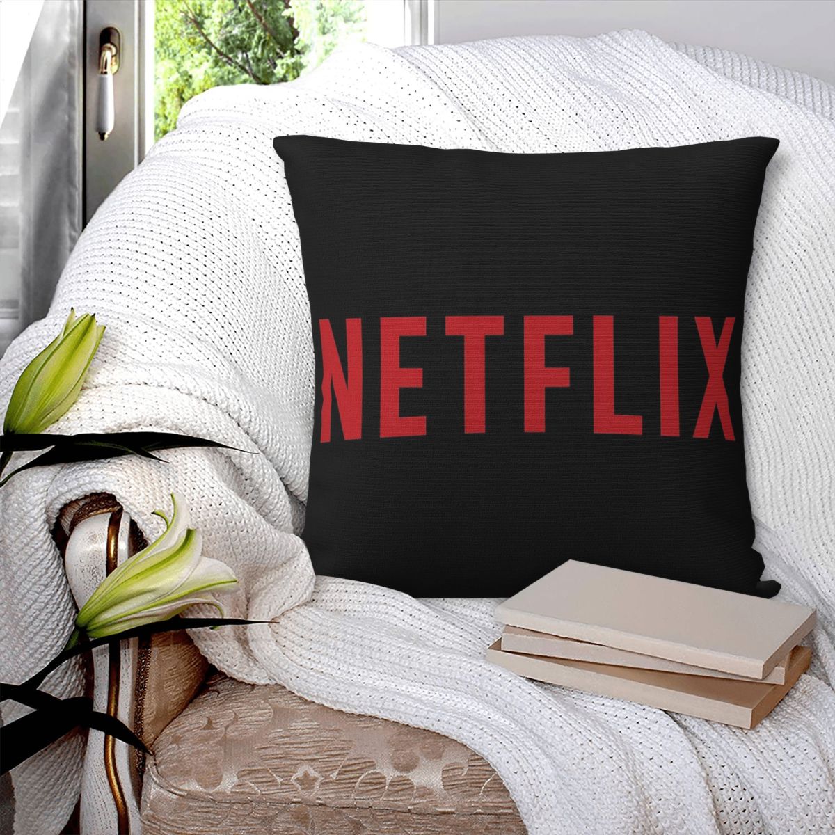 Funda de almohada cuadrada con - Home Decor Netflix reseña y precio